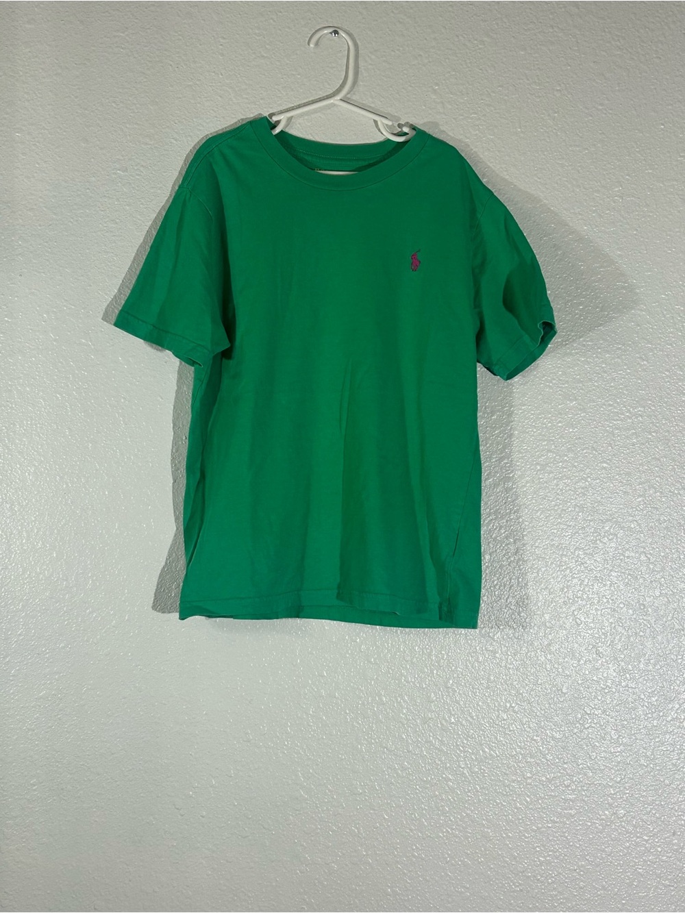 Boy’s Ralph Lauren Green Tee with Fuschia Pink Polo Pony